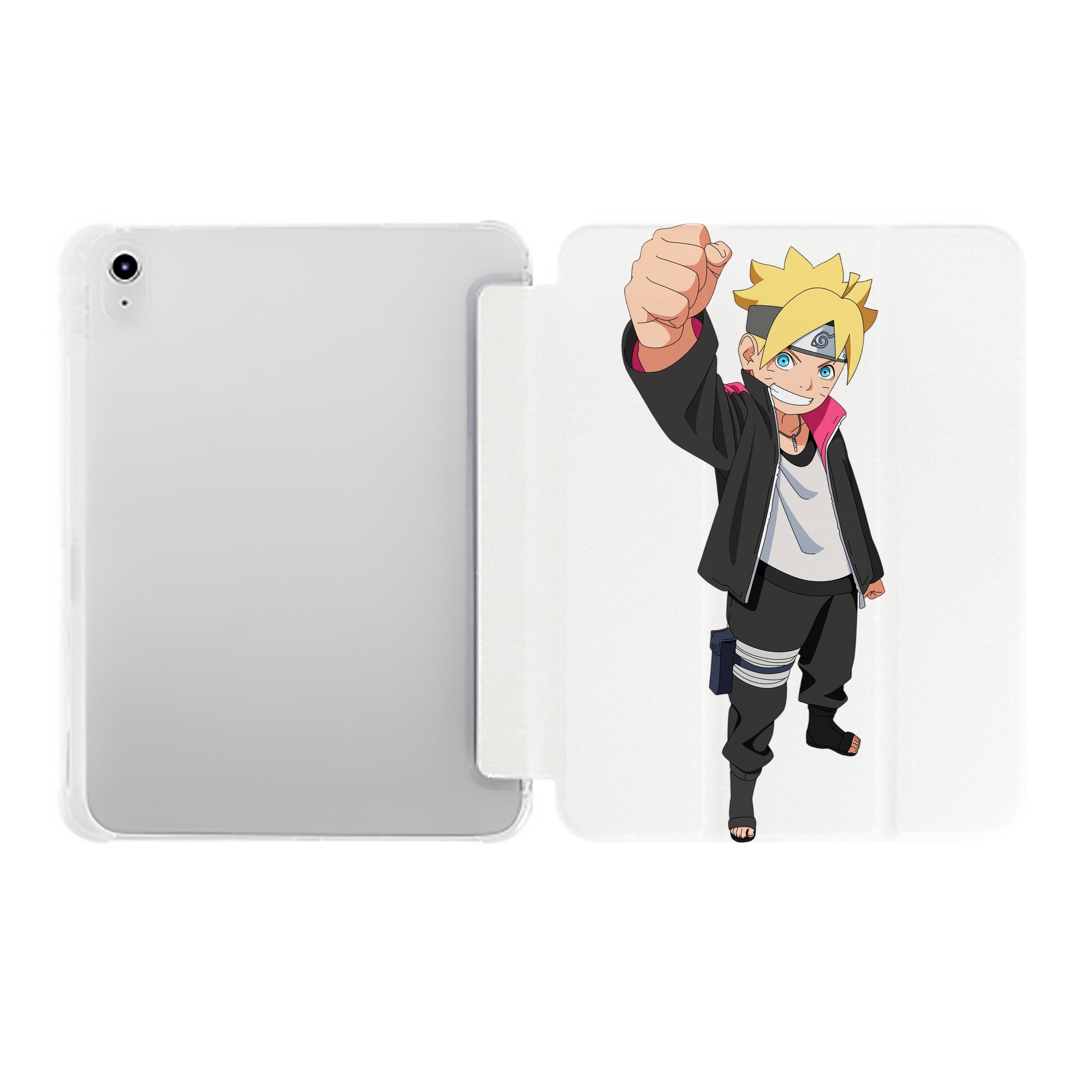 （画像用） NARUTO -ナルト- うずまき ボルト Uzumaki Boruto IPad ケース ペン収納付き 三つ折りスタンド PUレザー×シリコン 対応機種9.5/10.5/10.9インチ